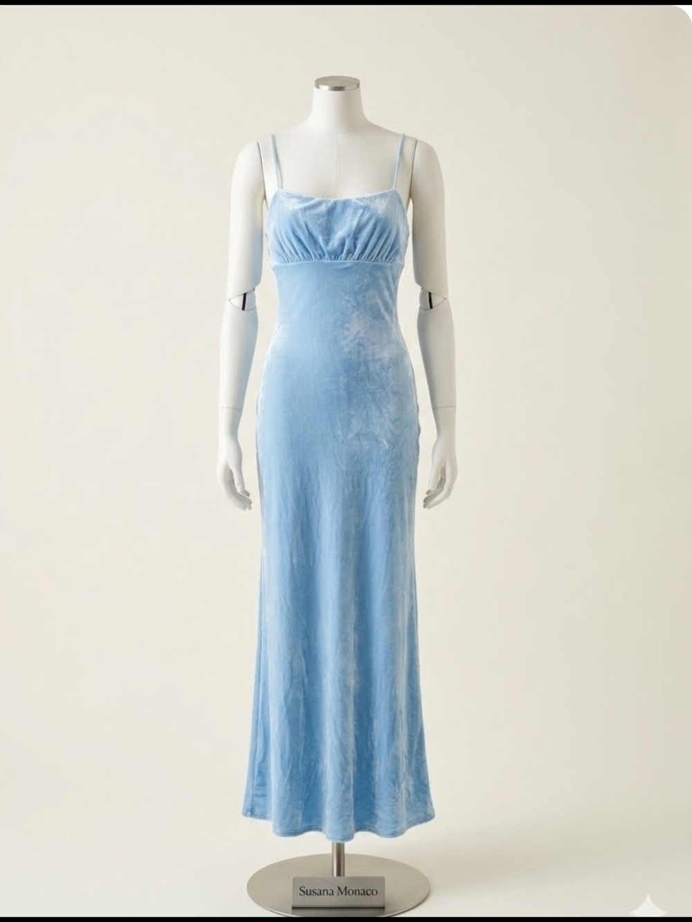 Susana Monaco Powder Blue Velvet Maxi Slip Dress